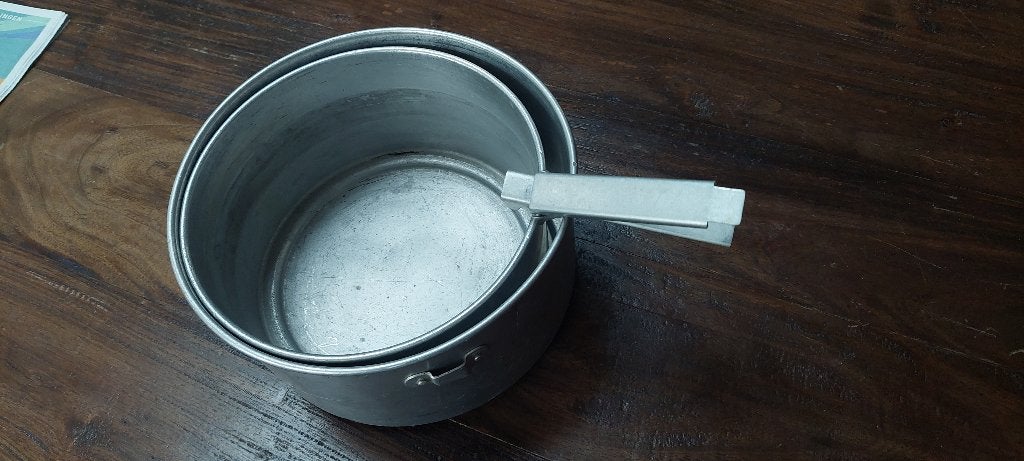 Vintage aluminium kampeer kookset, Ophalen, Gebruikt