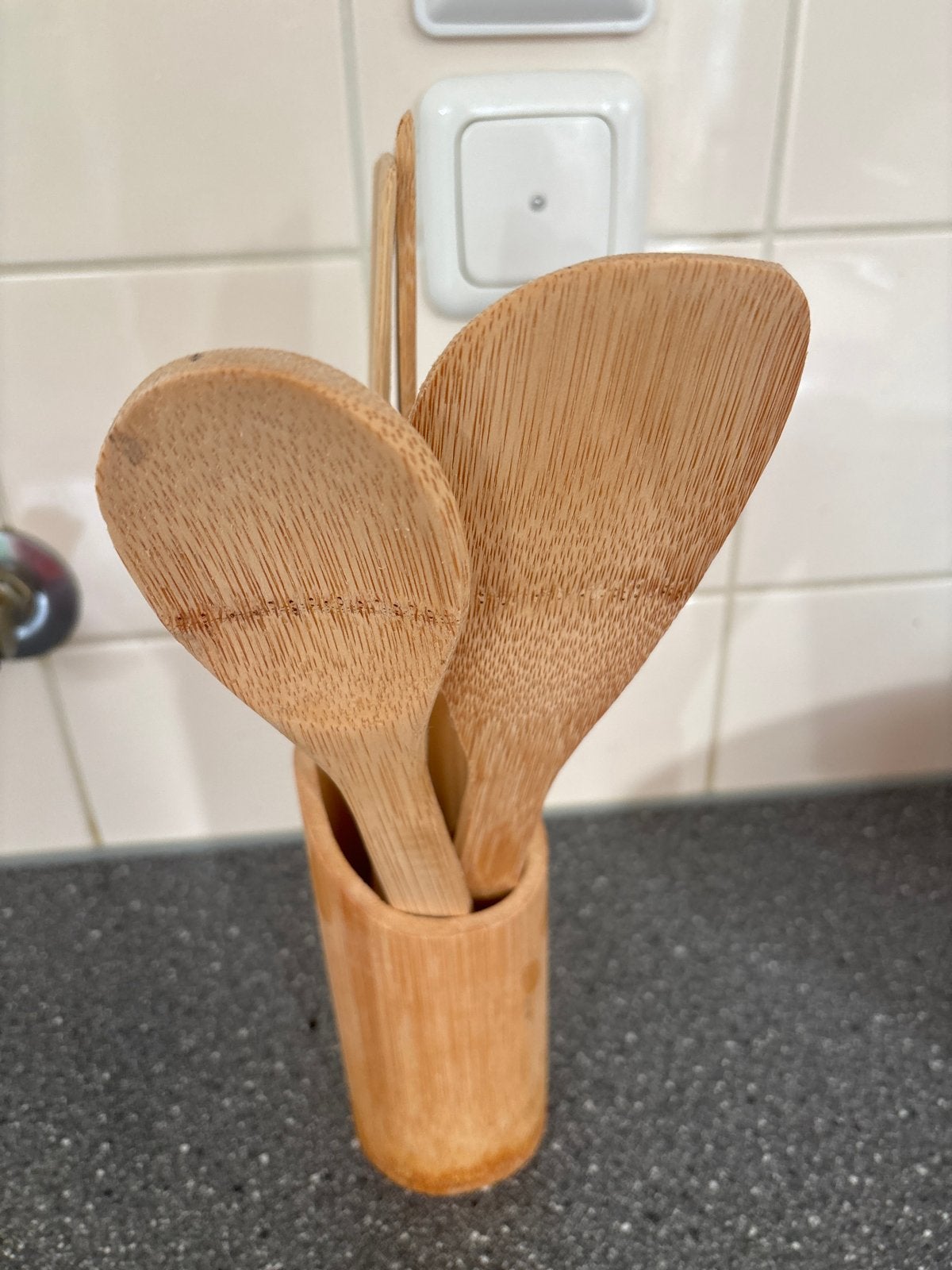 Bamboe Keukengerei Set - Spatels en Lepels, Overige typen, Hout, Ophalen of Verzenden, Zo goed als nieuw