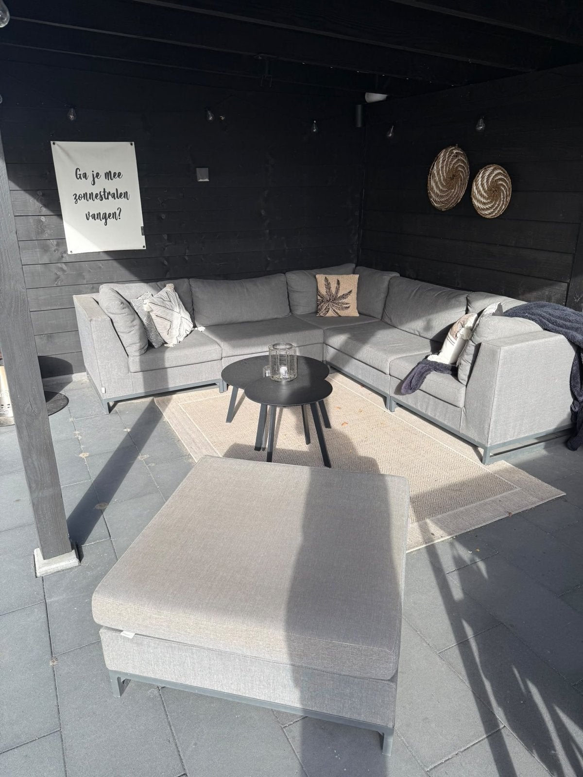 grijze loungeset(merk Exotan) met hocker, Ophalen, Overige materialen, Gebruikt, Meer dan 8 zitplaatsen