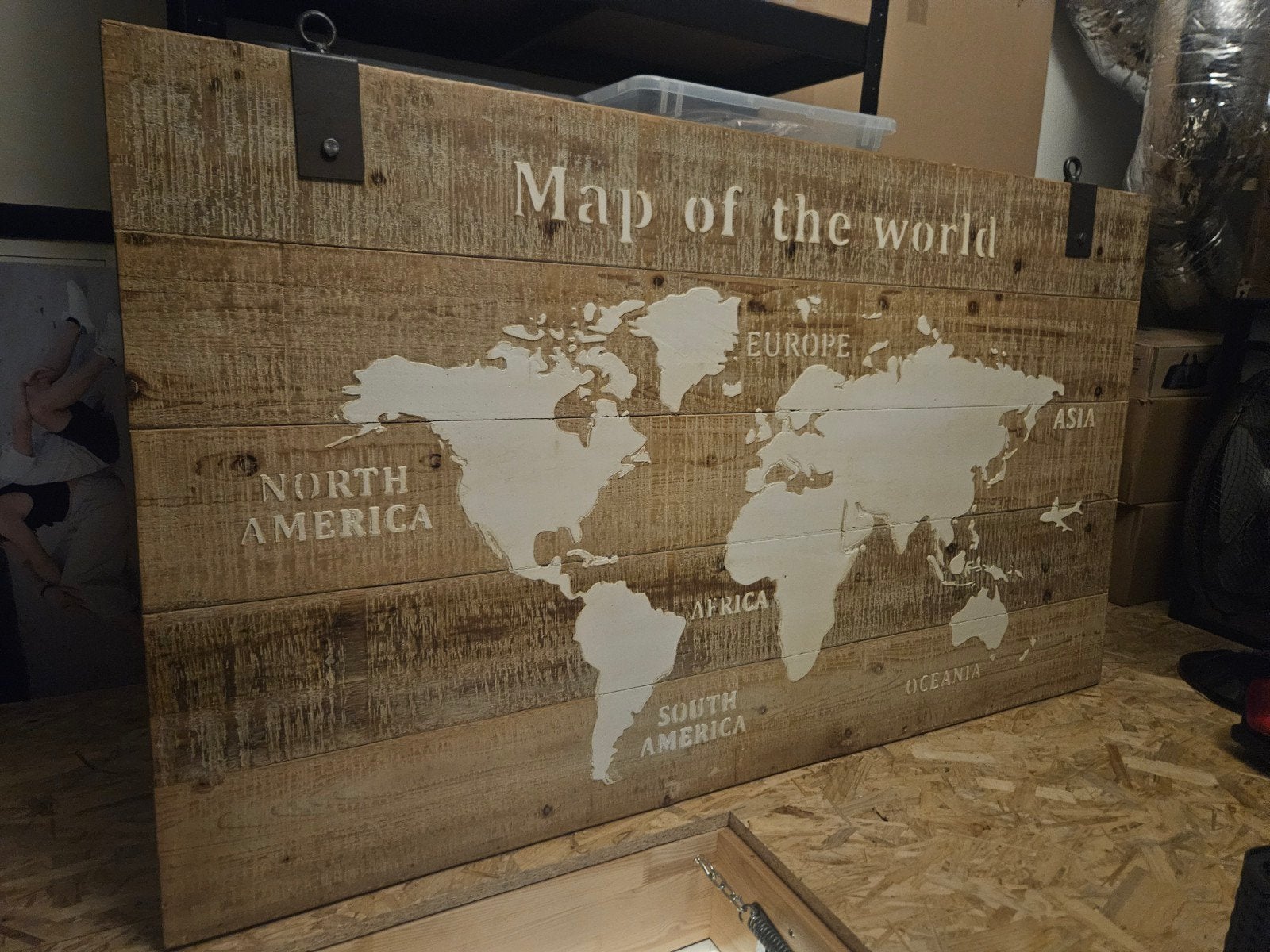 Schilderij 'Map of the World' - 140x80cm, Ophalen, 125 cm of meer, Zo goed als nieuw, Schilderij