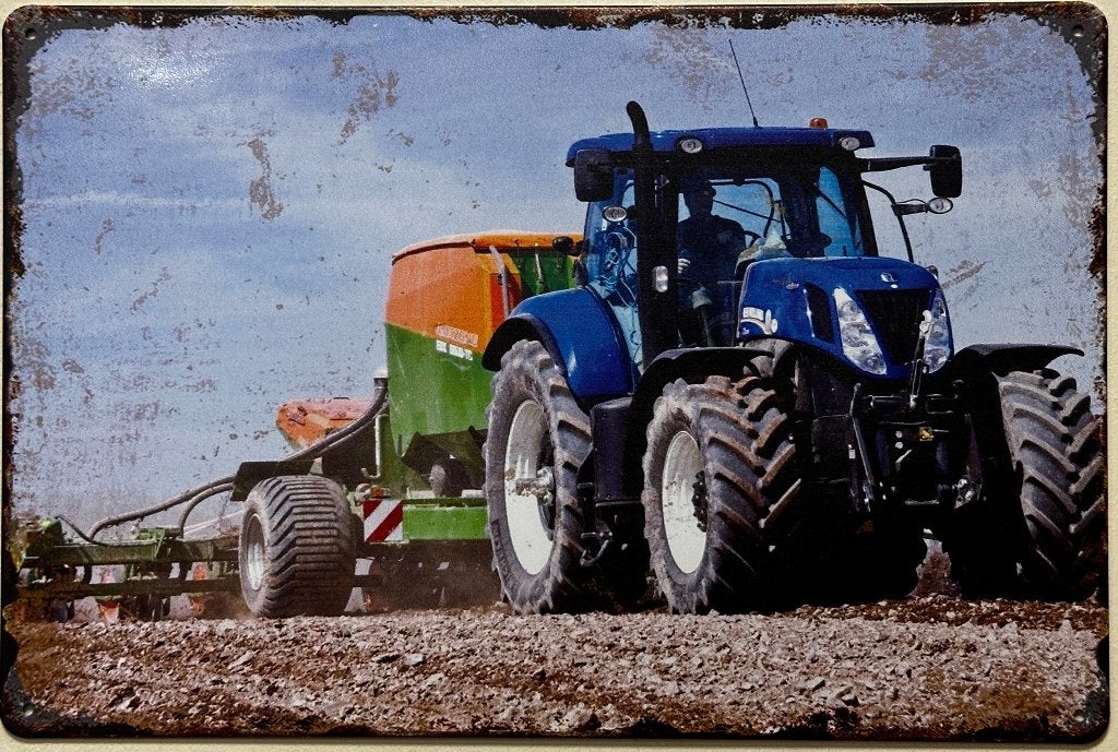 New Holland Tractor op land reclamebord van metaal wandbord, Verzamelen, Merken en Reclamevoorwerpen, Reclamebord, Info@deconoord.nl