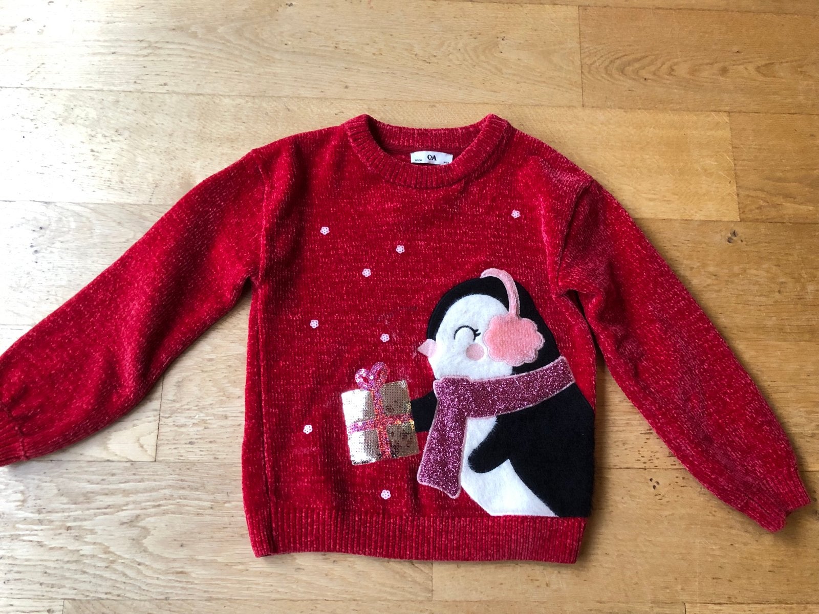 Leuke rode kersttrui met pinguïn van C&A, C&A, Jongen of Meisje, Trui of Vest, Ophalen of Verzenden
