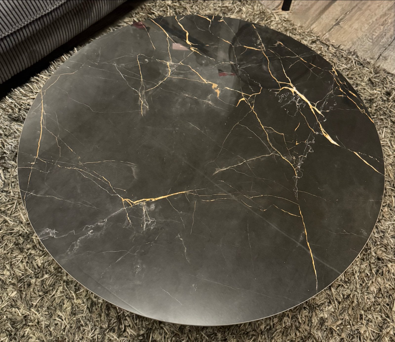 Salontafel marmerlook met verstelbare stalen poten, Ophalen, Rond, Minder dan 50 cm, 50 tot 100 cm
