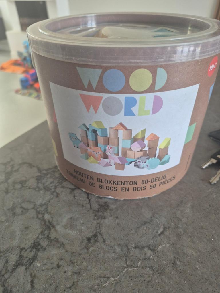 Wood World Houten Blokkentoren 50-delig, Ophalen of Verzenden, Gebruikt, Overige merken