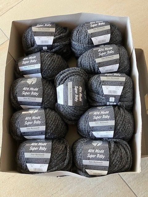 550 gr Lana Grossa Alta Moda Super Baby, antraciet, Ophalen of Verzenden, Nieuw, Breien of Haken, Wol of Garen