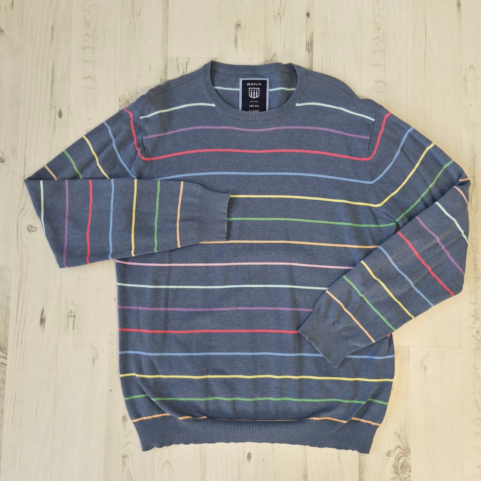 GANT pullover trui ronde hals XL gestreepd blauw grijs, Blauw, GANT, Maat 56/58 (XL), Ophalen of Verzenden