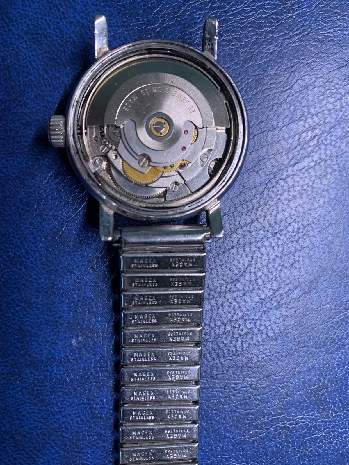 Klausco Automatic 25 jewel compressor, Ophalen of Verzenden, Staal, Overige merken, 1960 of later