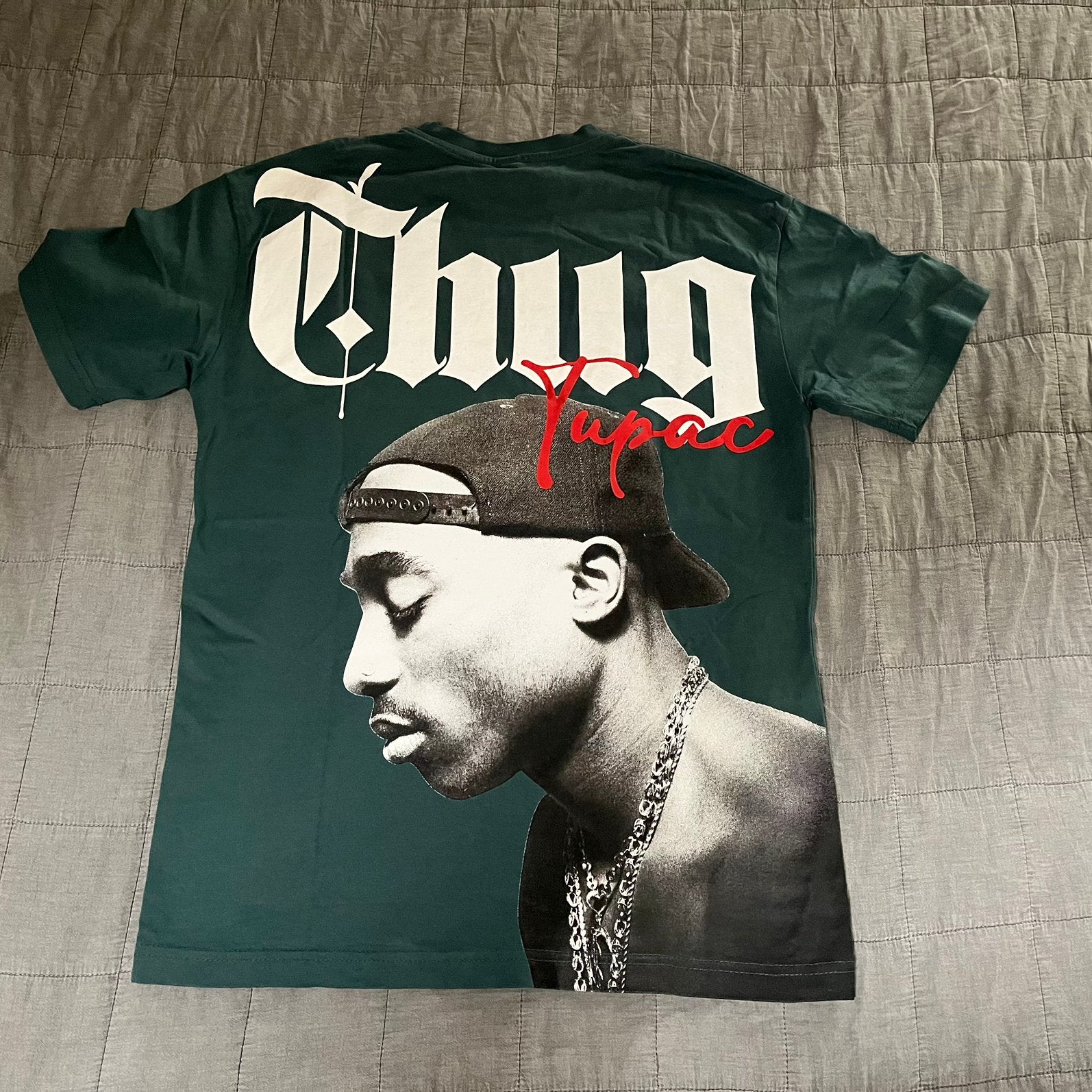 Thug Life Tupac Shakur / 2Pac T-shirt Groen, Ophalen of Verzenden, Zo goed als nieuw, Maat 46 (S) of kleiner, Groen