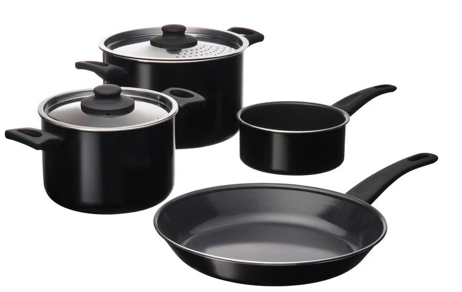 HEMLAGAD Pannenset 4-delig, antiaanbaklaag zwart - IKEA, Antiaanbaklaag, Nieuw, Pannenset, Ophalen of Verzenden