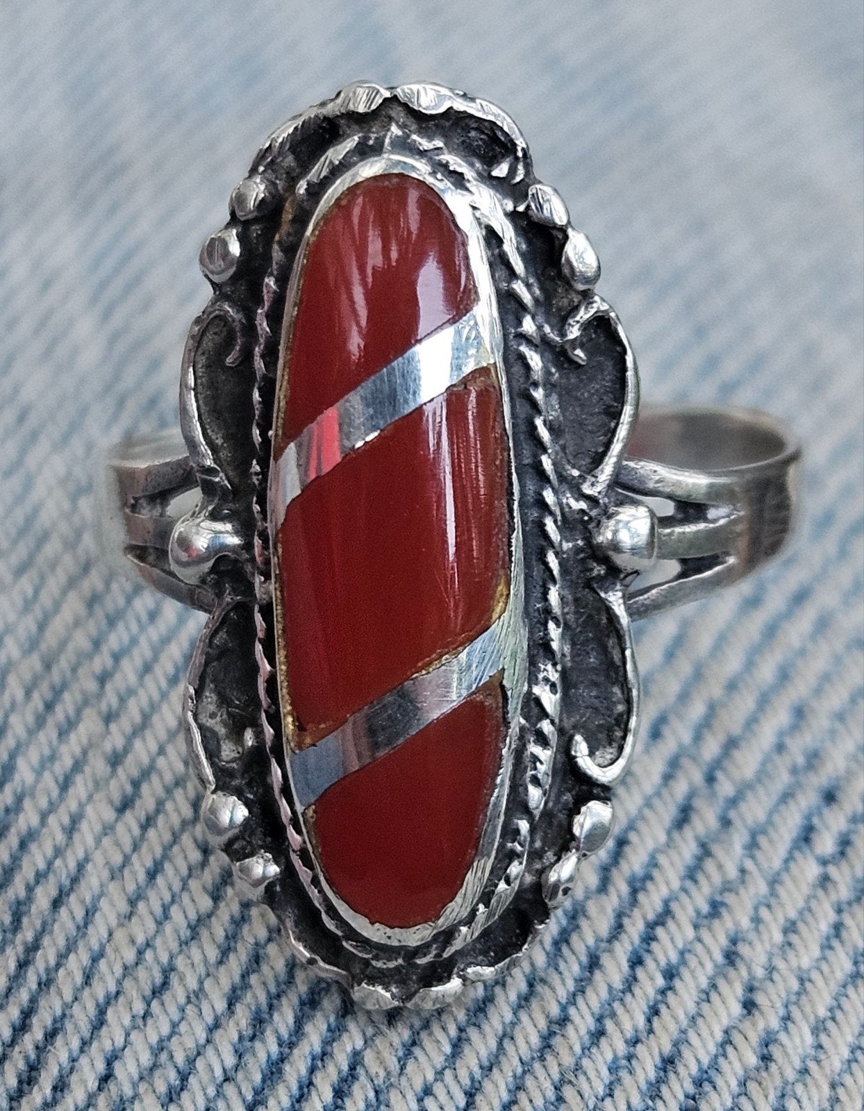 Vintage Ring Navajo Stijl maat 18,5/19 ( 925 zilver), Sieraden, Tassen en Uiterlijk, 18 tot 19, Ophalen of Verzenden, Dame, Zilver