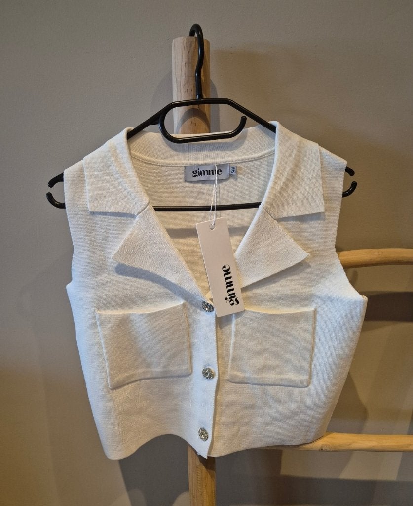Gilet Topje Wit Gimme Maat S/M, Maat 38/40 (M), Verzenden, Wit, Nieuw