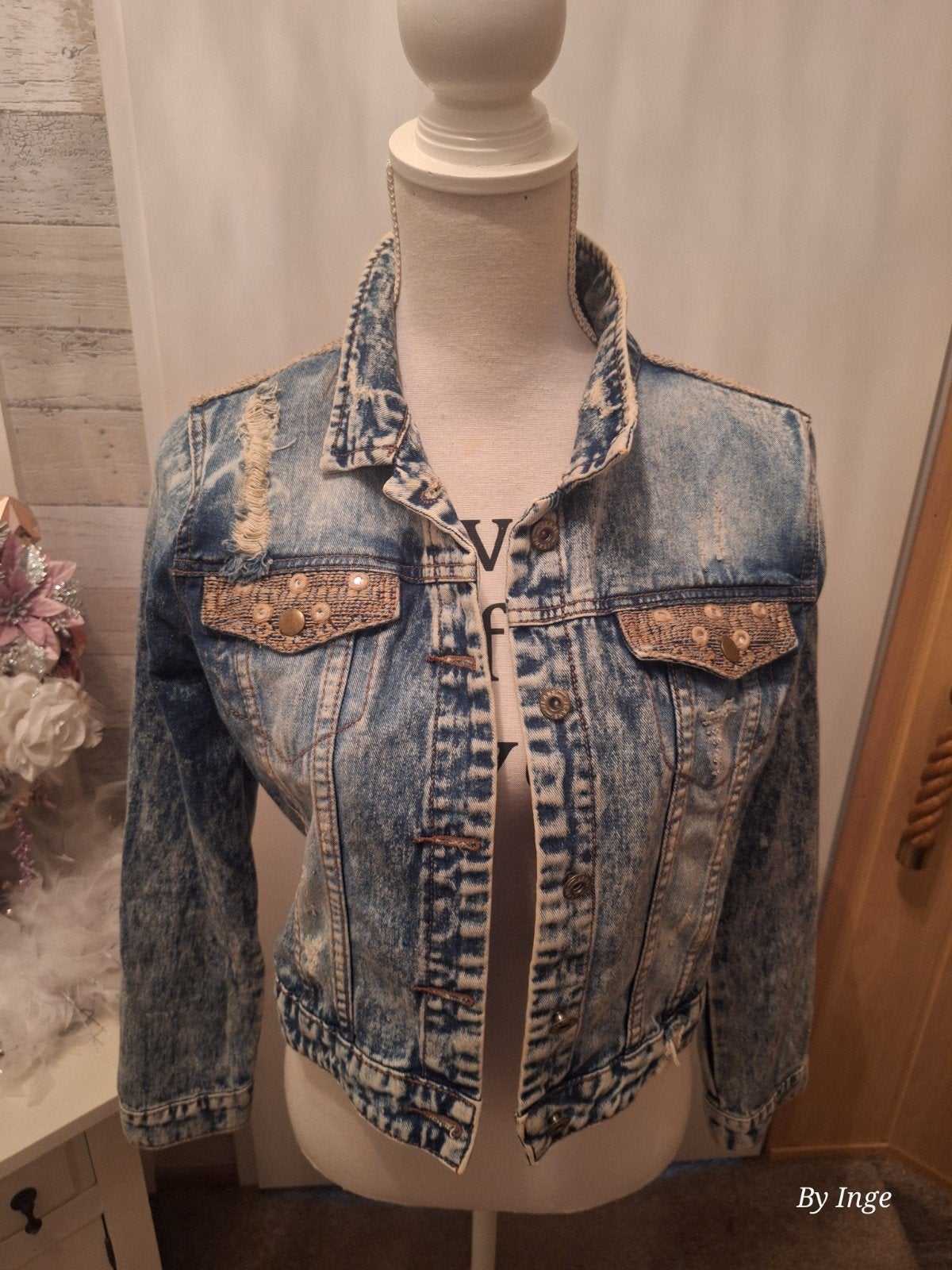 Ibiza style spijkerjasje maat 38/40, Maat 38/40 (M), Blauw, Ophalen of Verzenden, Onbekend