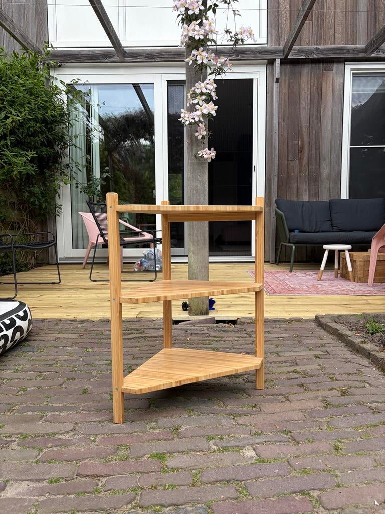 Bamboe hoekrek met 3 planken ikea, Ophalen of Verzenden, Zo goed als nieuw
