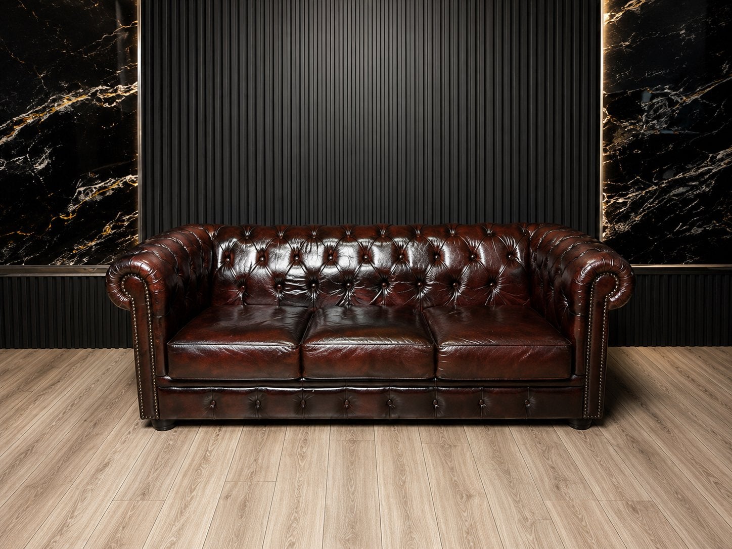 Chesterfield Lederen Rochester 3 Zits Bank !!, Ophalen of Verzenden, Zo goed als nieuw, 75 tot 100 cm