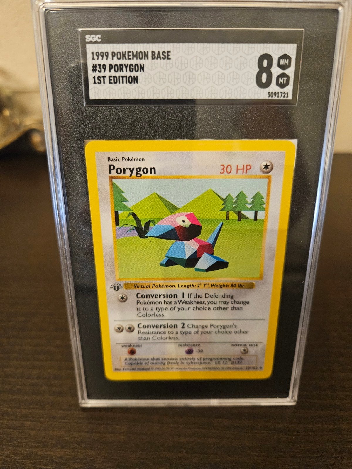 Porygon #39 1st Edition Shadowless SGC 8 Pokémon Kaart, Ophalen, Zo goed als nieuw