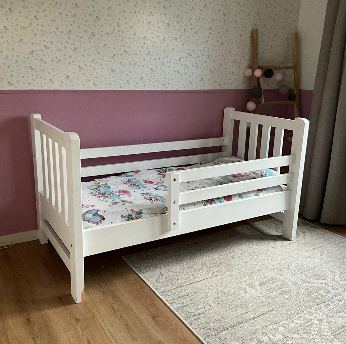 Wit peuterbed met matras, Ophalen, Gebruikt, 70 tot 85 cm, 140 tot 160 cm