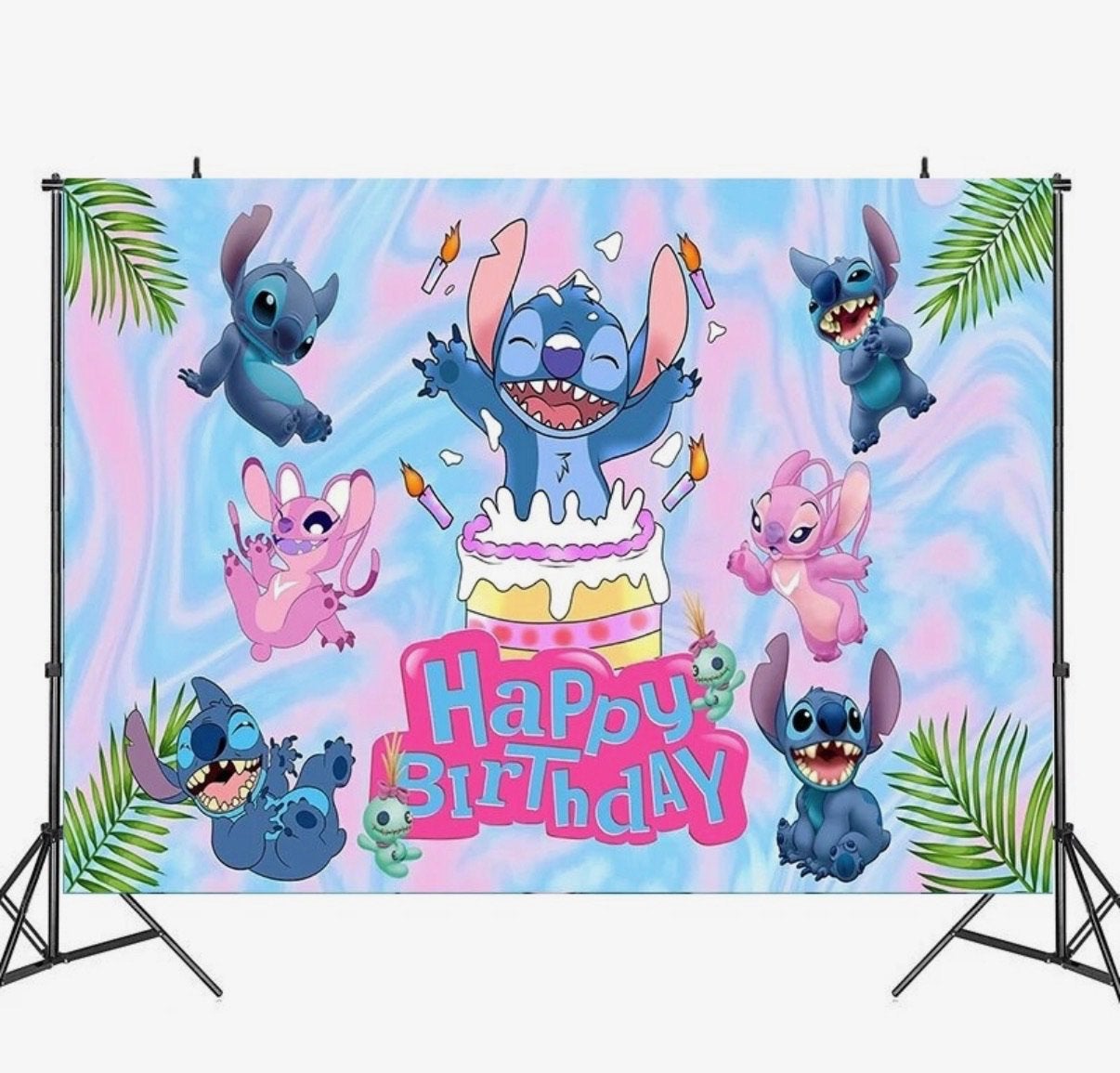 Stitch thema feest achtergrond doek 100cm x 150cm