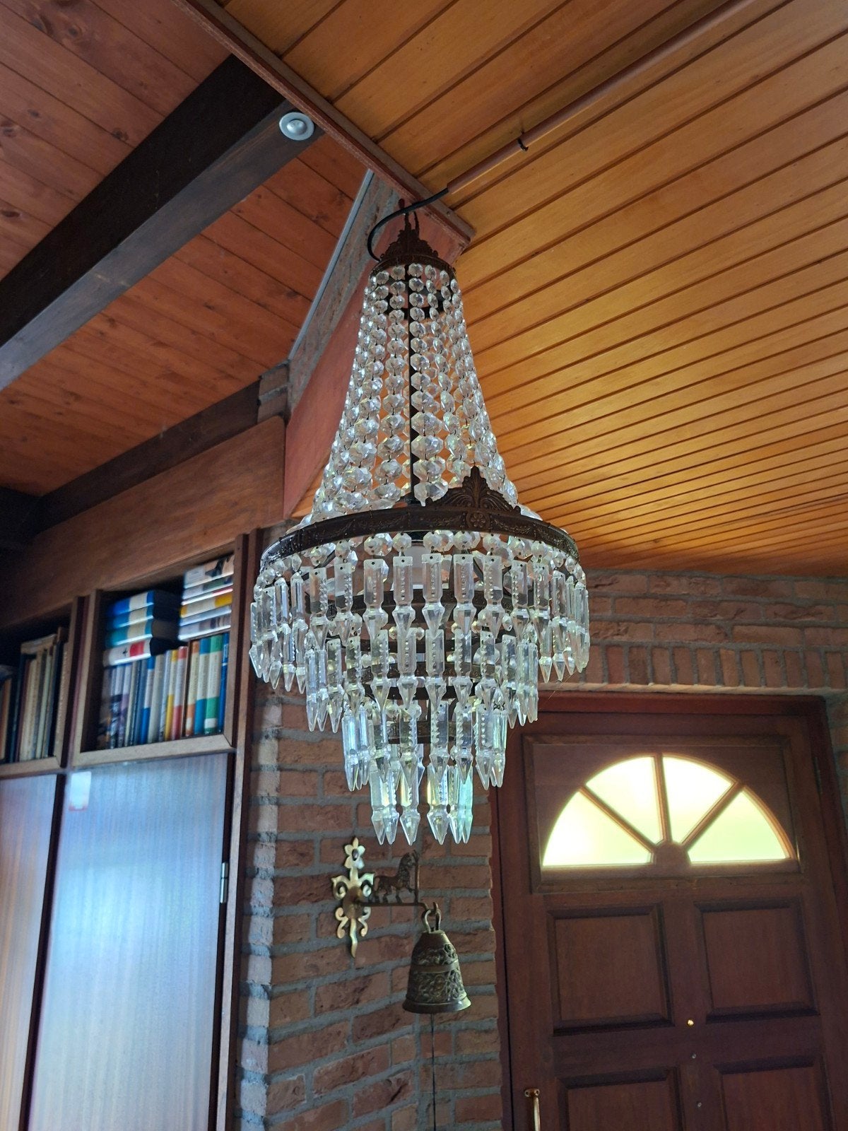 Prachtige vintage kristallen kroonluchter, Gebruikt, Klassiek, Vintage, Barok, E14 (klein), Ophalen of Verzenden