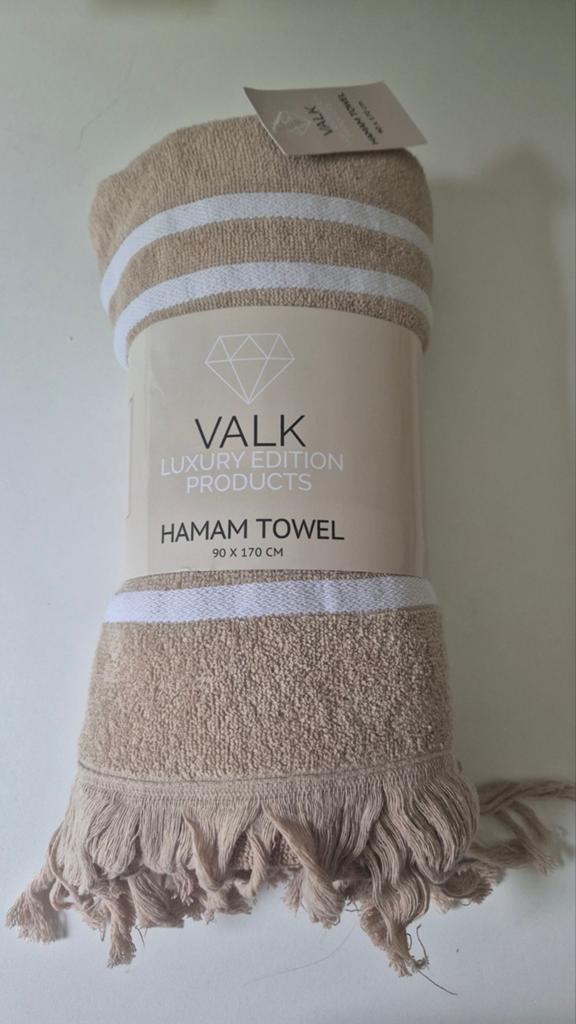 Valk Luxury Editions Hamamdoek 90x170 cm, Huis en Inrichting, Ophalen of Verzenden, Nieuw, Beige, Handdoek