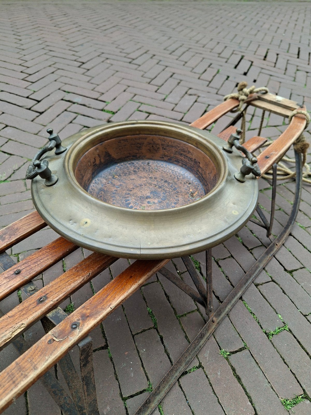 Antieke koperen Spaanse Brasero vuurschaal ca. 42 cm, Antiek en Kunst, Antiek | Koper en Brons, Ophalen, Koper
