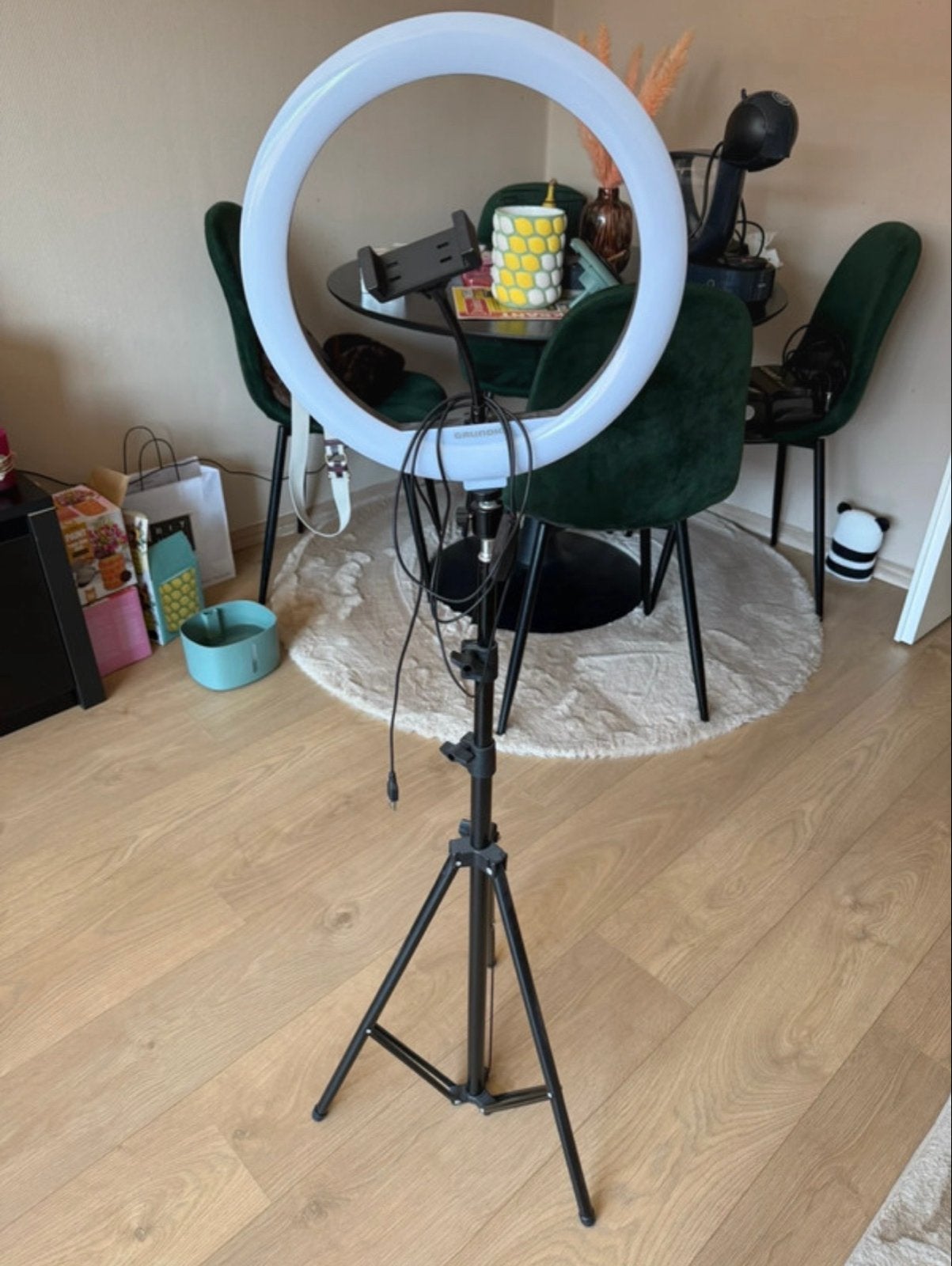 Grundig Ringlamp met Statief en Telefoonhouder, Overige merken, Belichting, Ophalen of Verzenden, Zo goed als nieuw