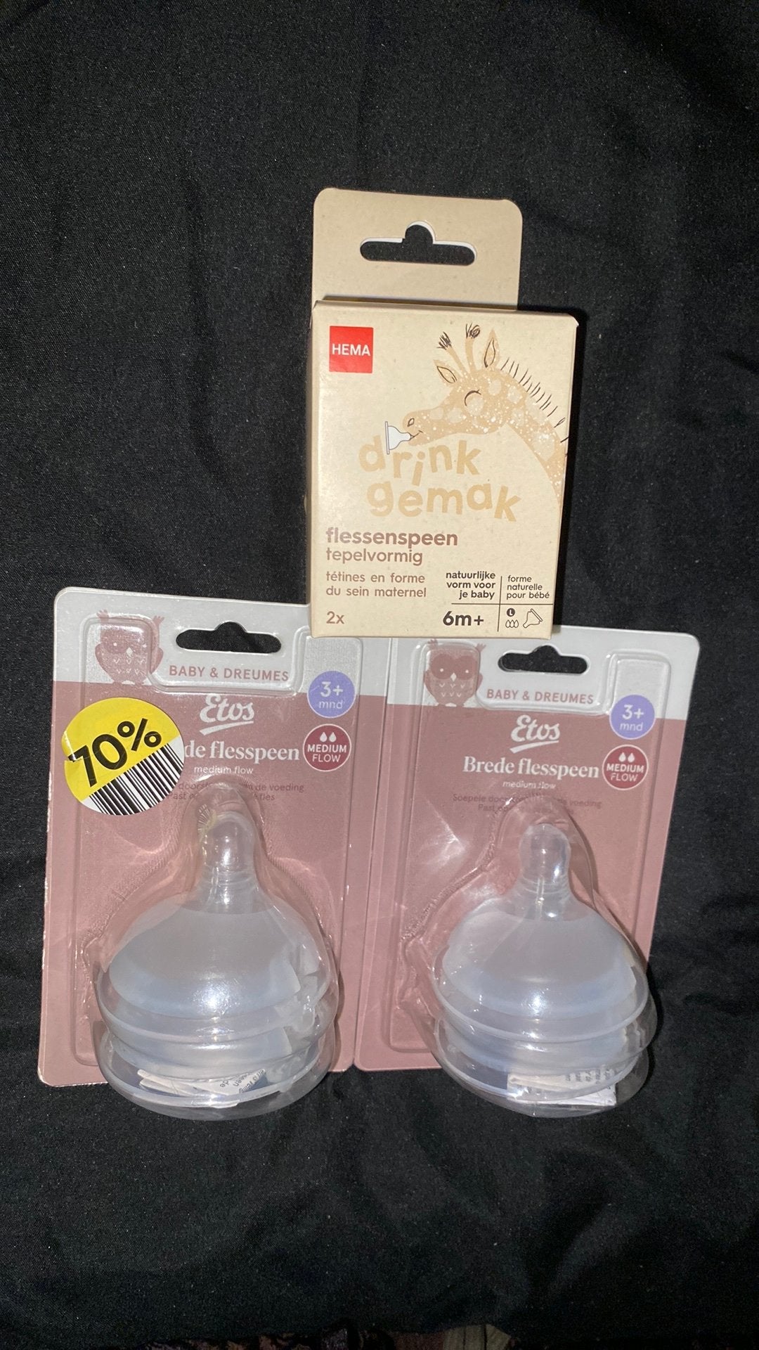 Nieuwe Flessenspenen Set (3x) - Etos (3+ m) & HEMA (6+ m), Ophalen, Nieuw, Overige typen