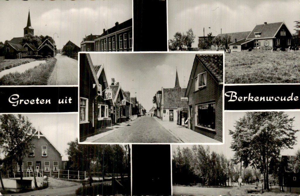 Berkenwoude - Dorpsstraat - Kerk en winkels, Verzamelen, Ophalen of Verzenden, 1960 tot 1980, Ongelopen, Zuid-Holland