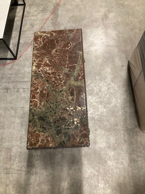 salontafel marmeren blad poten smeedijzer brocante ,, 100 tot 150 cm, Zo goed als nieuw, 50 tot 100 cm, Ophalen of Verzenden
