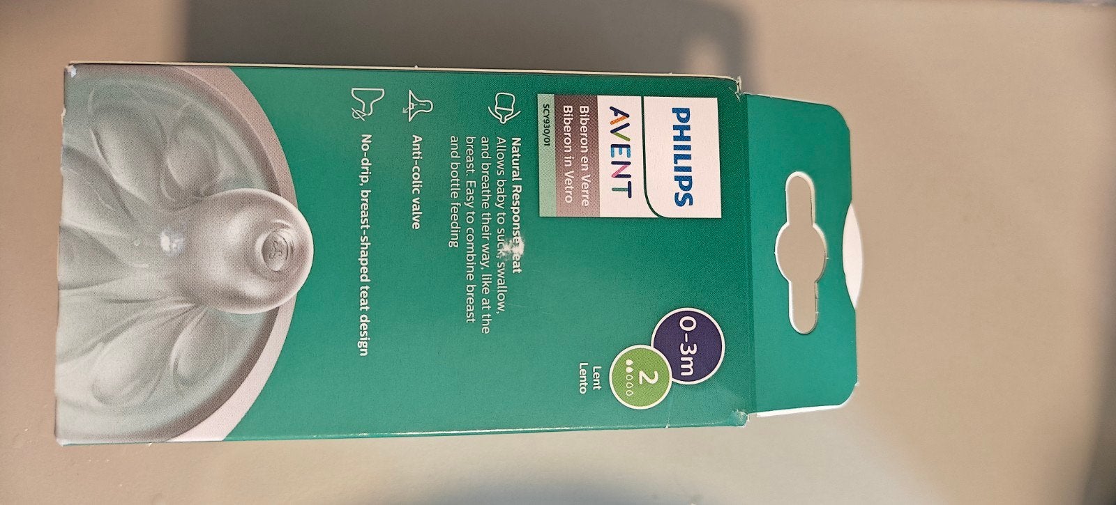 Philips Avent Natural Response Glazen Babyfles 120ml-2 stuks, Nieuw, Babyfles, BPA-vrij, Philips Avent