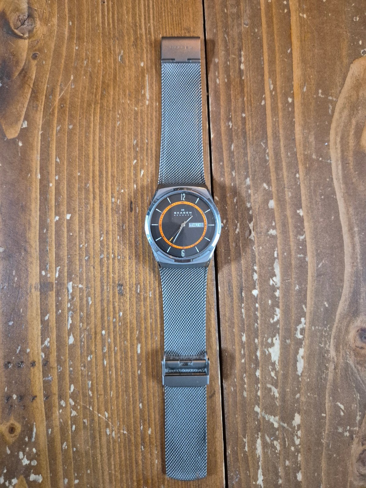 Skagen Denmark herenhorloge met stalen band, Sieraden, Tassen en Uiterlijk, Overige merken, Staal, Gebruikt, Staal
