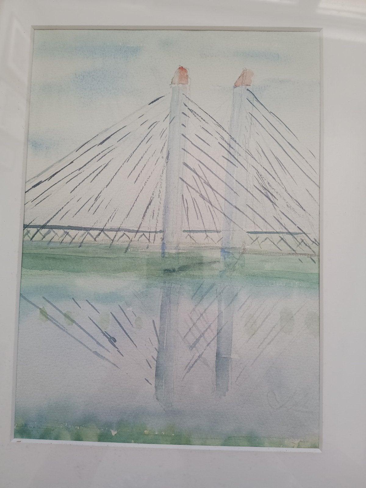 Aquarel Bommelse Brug 1996 - Dr. Wiersma, Antiek en Kunst, Realistisch, Ophalen of Verzenden, Aquarel, Origineel werk