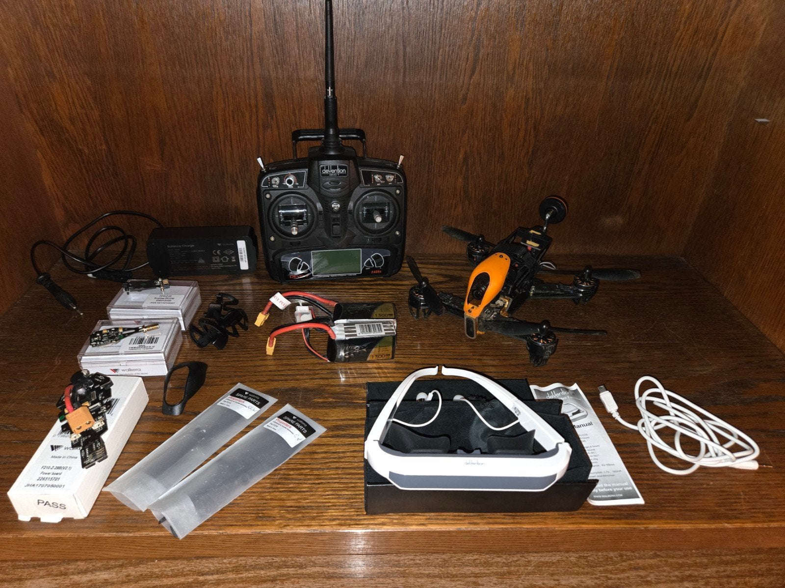 Walkera F210 FPV Racing Drone Set met Devo 7 en Goggles, Elektro, Gebruikt, Quadcopter of Multicopter, Ophalen of Verzenden