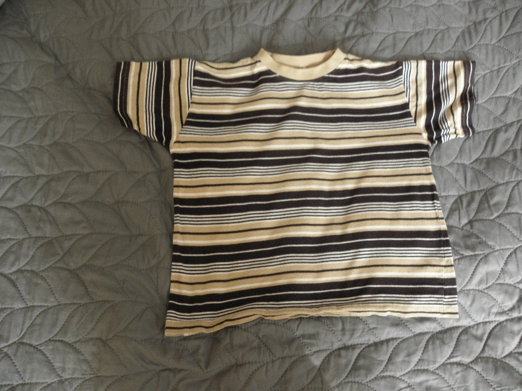 Goedkoop breed bruin katoenen gestreept shirt HEMA 122 goed, Gebruikt, Ophalen of Verzenden, Shirt of Longsleeve, Hema