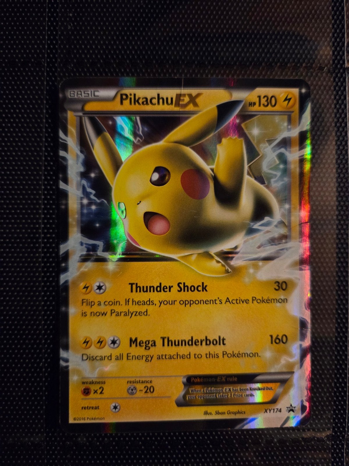 Pikachu EX XY174 Promo, Ophalen of Verzenden, Zo goed als nieuw, Losse kaart, Foil
