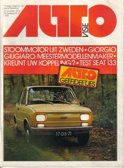 Autovisie 6 23 Nov 1974 : Seat 133 - Giogio Giugiaro - Saab, Ophalen of Verzenden, Gelezen, Algemeen