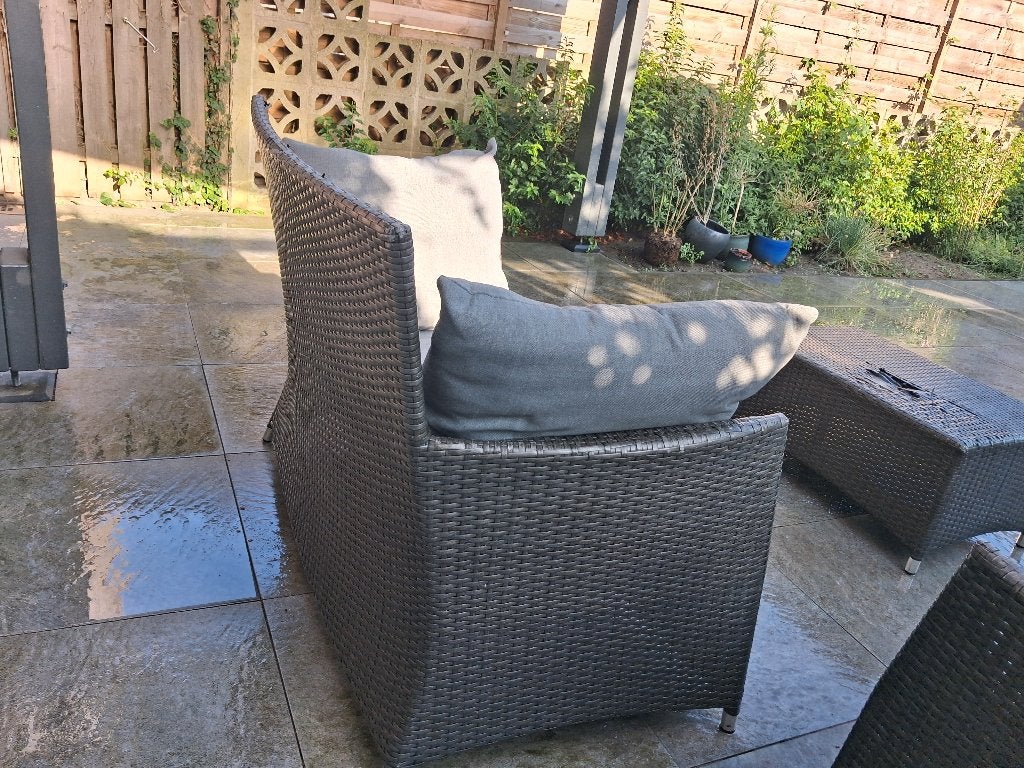 Tuinset 4 delig + kussens, Ophalen, 4 zitplaatsen, Gebruikt, Rotan