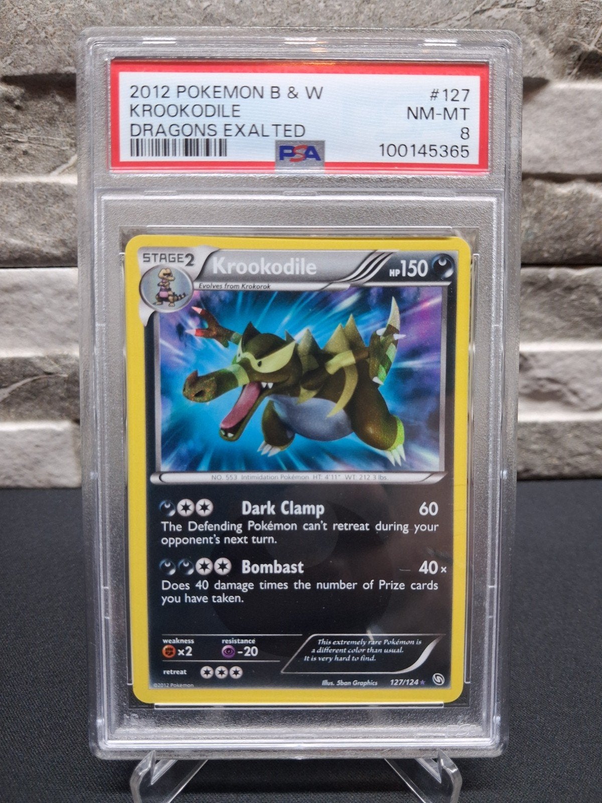 Krookodile 2012 Pokemon B & W Dragons Exalted PSA 8, Ophalen of Verzenden, Zo goed als nieuw, Losse kaart