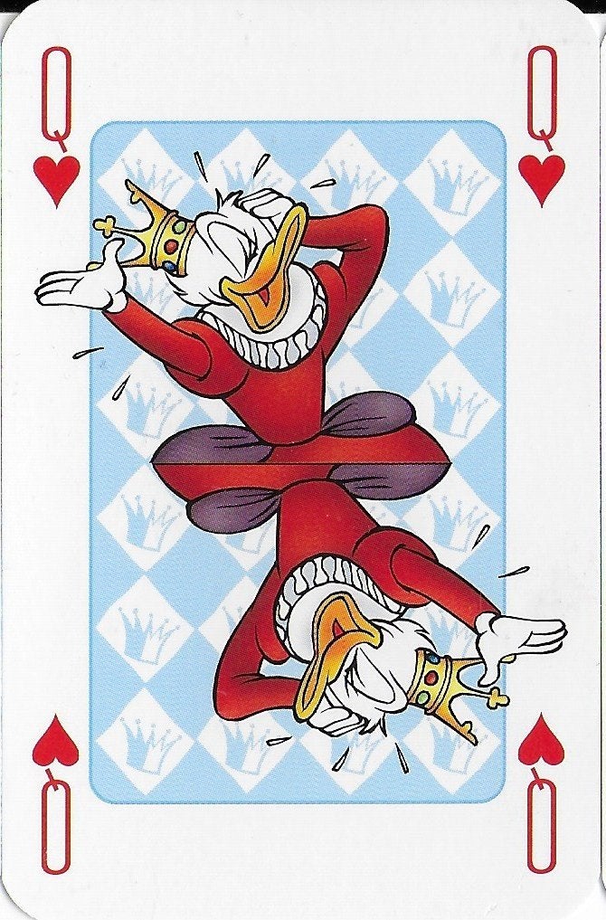 Speelkaart Q uit het donald duck kaartspel - dit is 1 kaart, Ophalen of Verzenden, Zo goed als nieuw, Speelkaart(en)