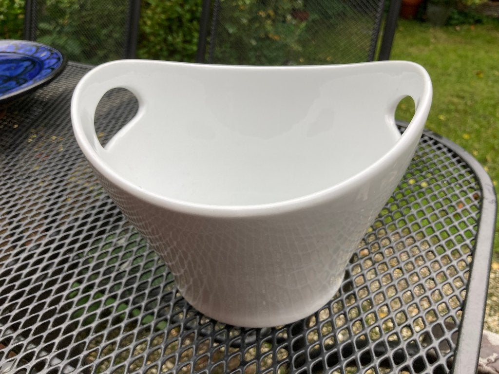 Grote witte bloempot met handvatten, Ophalen, Rond, Binnen, Zo goed als nieuw