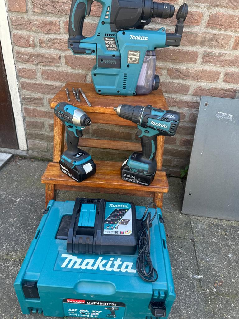 Makita Gereedschap Set: Boorhamer, Slagtol, Boormach, Boor- en/of Breekhamer, Ophalen of Verzenden, Klopboormechanisme, Gebruikt