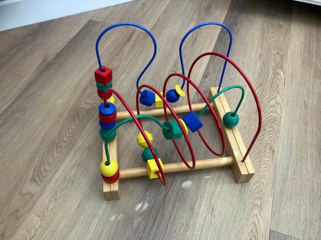 Houten kralenframe / kralenspiraal voor baby's, Kinderen en Baby's, Speelgoed | Babyspeelgoed, Gebruikt, Overige typen, Ophalen of Verzenden