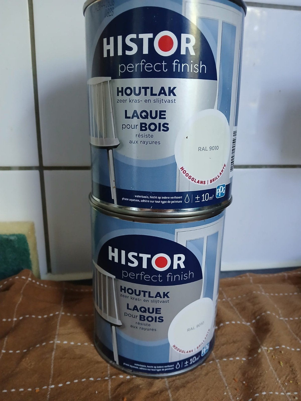 2x Histor hoogglans Houtlak RAL 9010, Ophalen of Verzenden