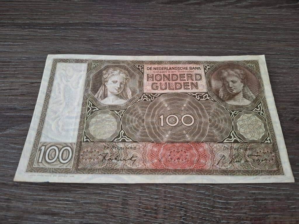 Mooi biljet 100 gulden Luitspelende Vrouw, 1942, Ophalen of Verzenden, 100 gulden