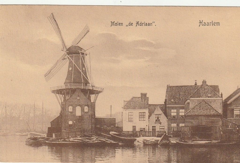 Haarlem Molen de adriaan spaarne  scheepswerf boot boten, Verzamelen, Ansichtkaarten | Nederland, Ophalen of Verzenden, 1920 tot 1940