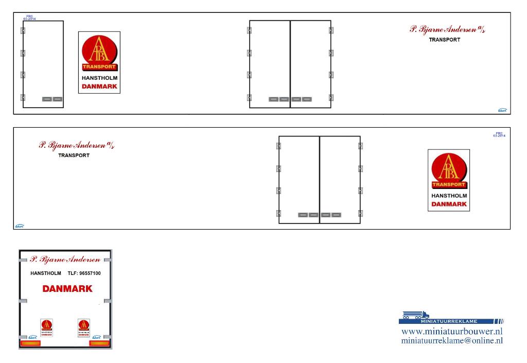 Vrachtauto decal 1:50 P. Bjarne Andersen ( type 4 ), Verzenden, Nieuw, Bus of Vrachtwagen, Overige merken