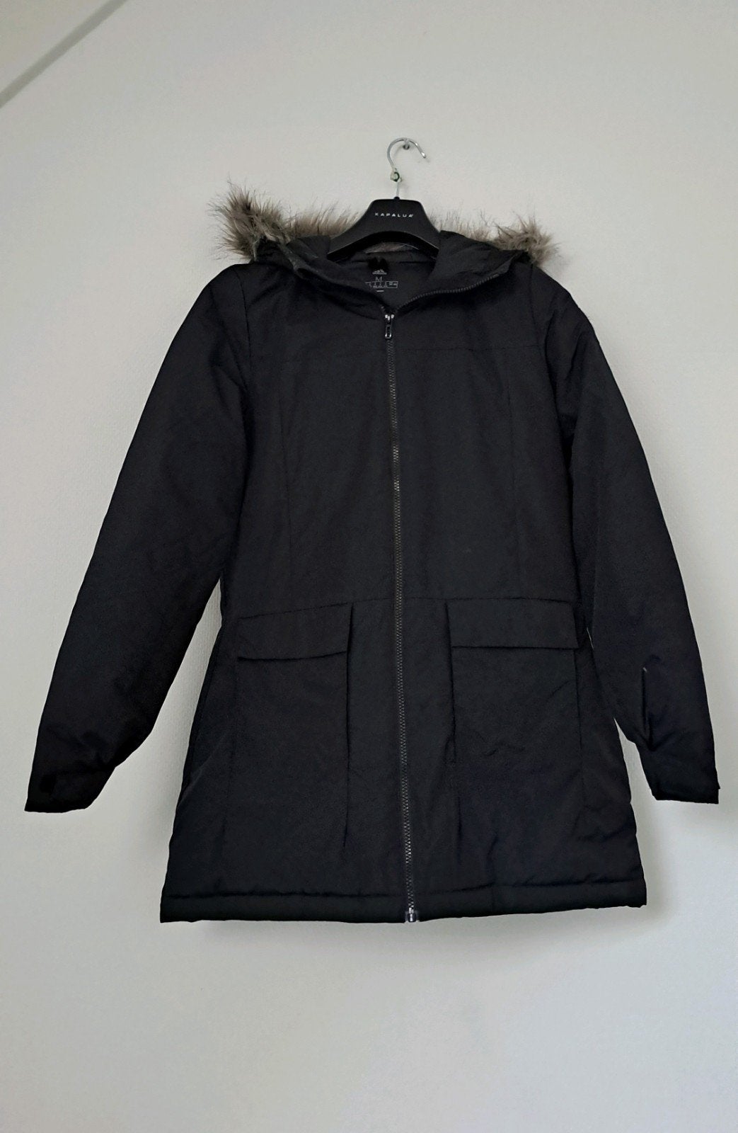 Z.g.a.n Adidas Dames Parka Zwart Maat M met Bontkraag, Maat 38/40 (M), Adidas, Zwart, Ophalen of Verzenden