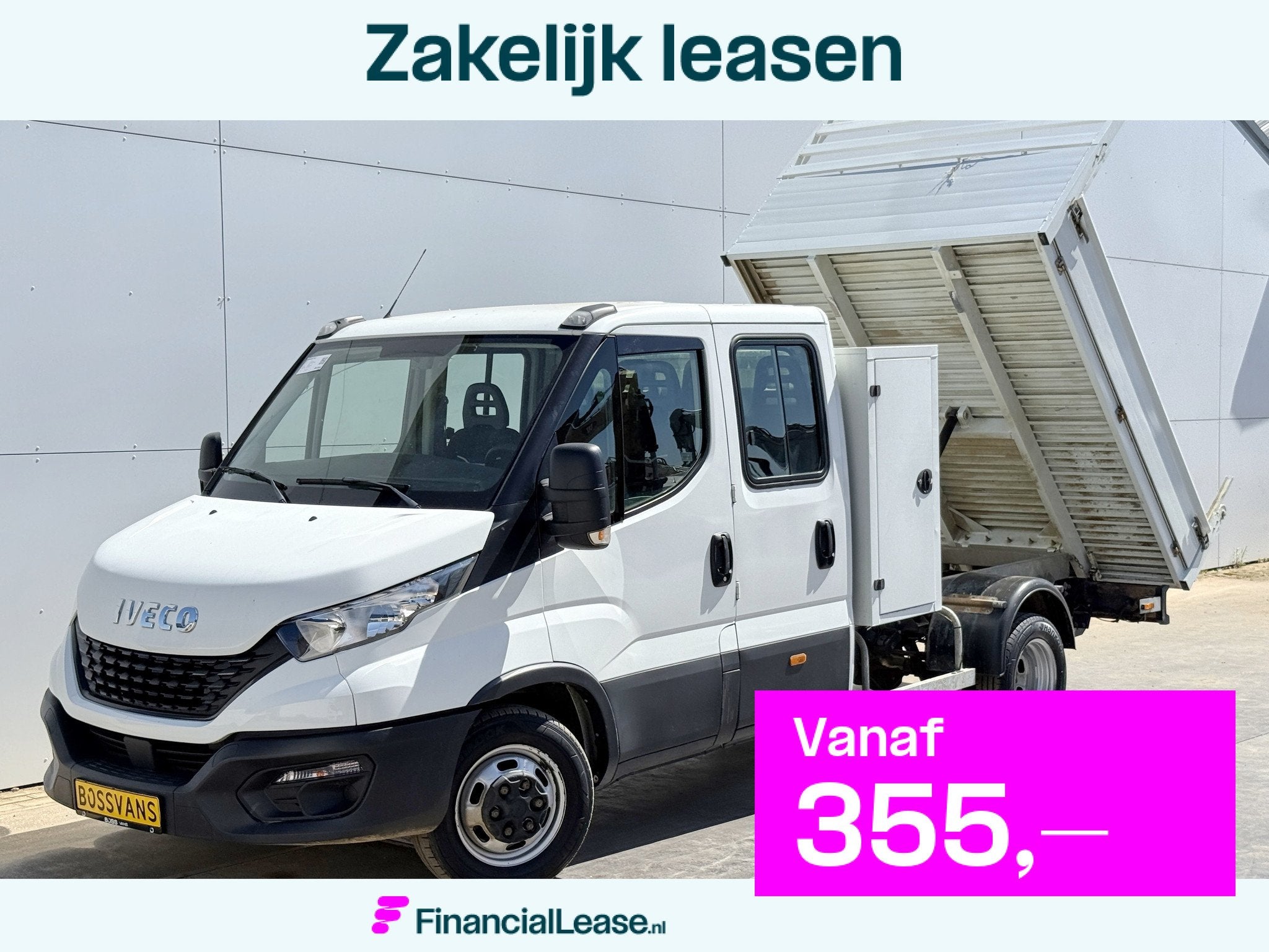 Iveco Daily 35C14 2.3 Kipper Dubbele Cabine Dubbellucht 3,5t, Gebruikt, Euro 6, Iveco, Wit