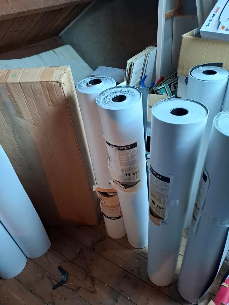 7 rollen ondervloer - Nieuw, Huis en Inrichting, Stoffering | Tapijten en Kleden, Ophalen, 100 tot 150 cm, Wit, Rond
