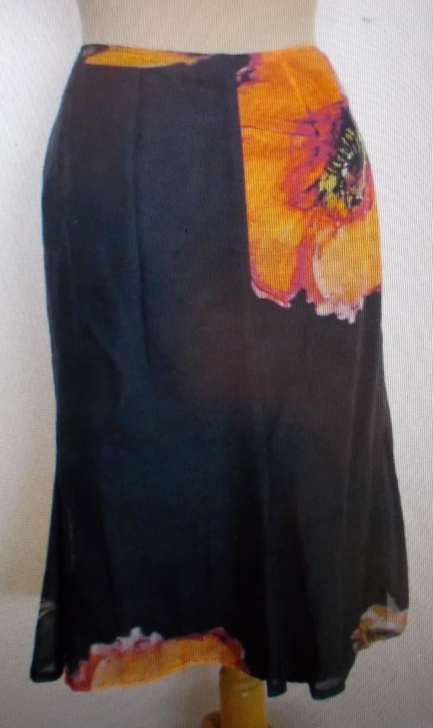 Luchtige katoen/seide rok van Evelin Brandt (Berlin) 40, Kleding | Dames, Rokken, Zo goed als nieuw, Maat 38/40 (M), Grijs, Onder de knie