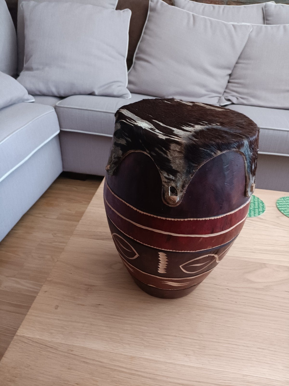 Handgemaakte Lesotho Trommel Decoratief Percussie-instrumen, Muziek en Instrumenten, Ophalen of Verzenden, Gebruikt, Trommel